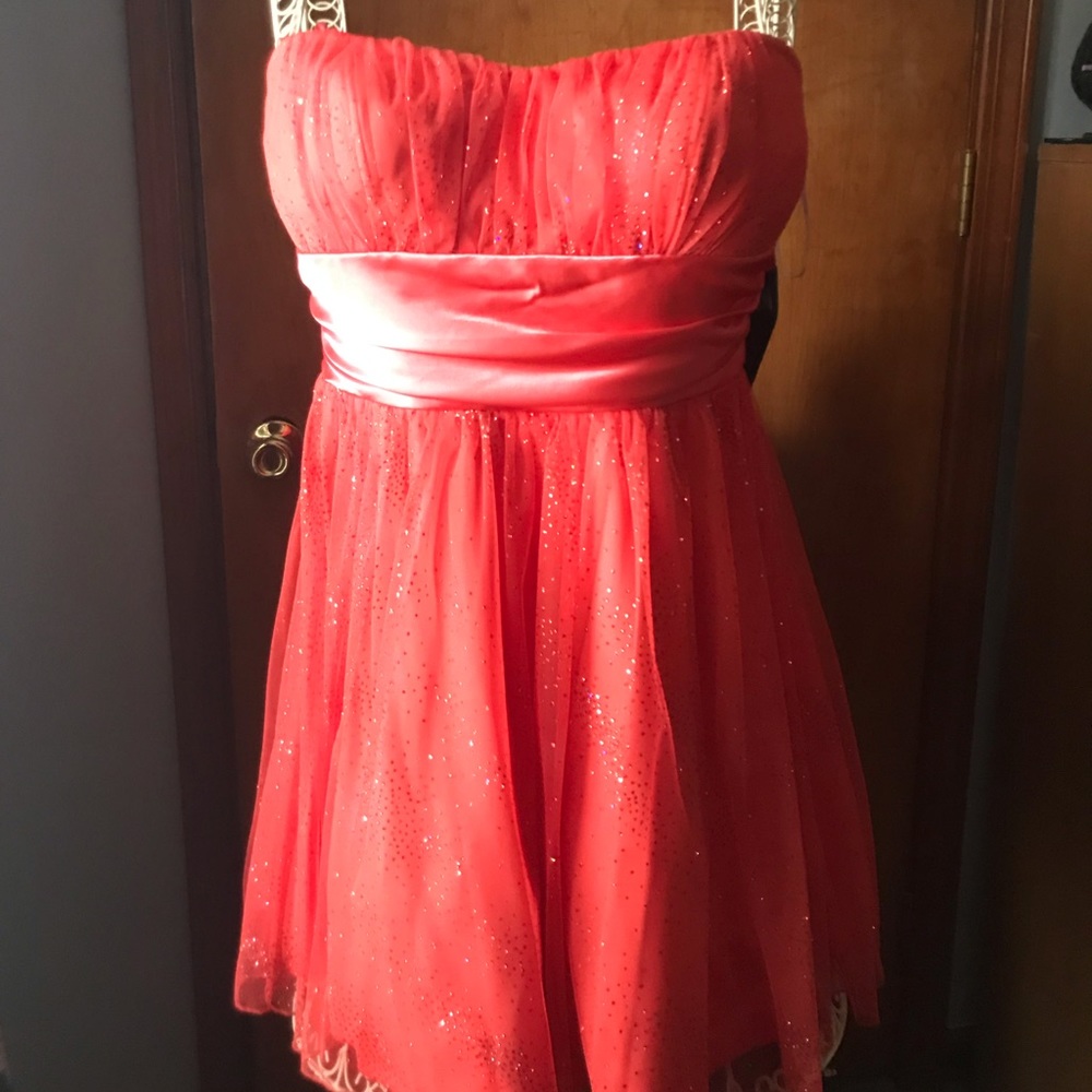 Crimson Sparkly Semi Formal Dress